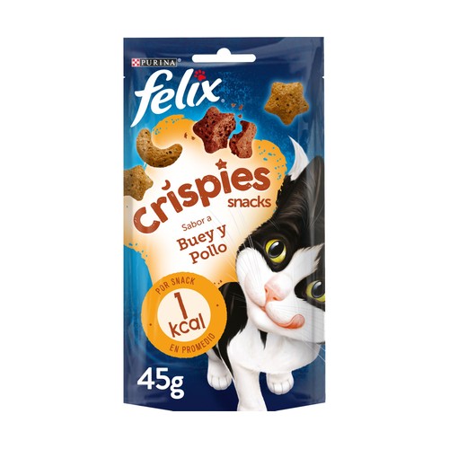 FELIX Snacks para gatos a base de buey y pollo FELIX CRISPIES 45 g.