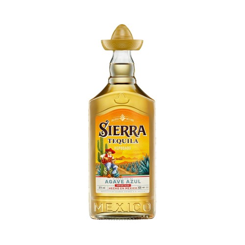 SIERRA Tequila reposado hecho en México con agave azul botella 70 cl.