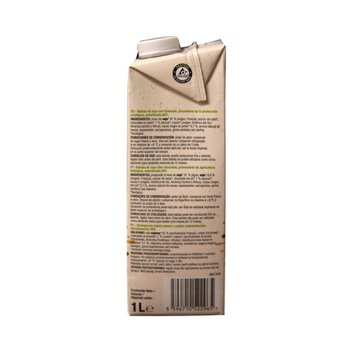 ALCAMPO ECOLÓGICO Bebida de soja ecológica con chocolate 1 l.