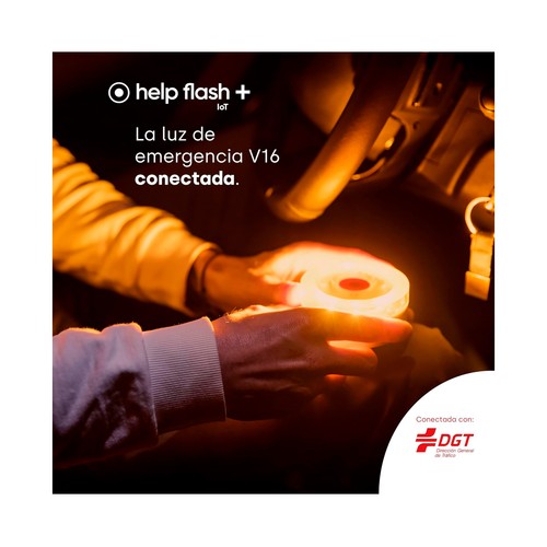 Baliza de Señalizacion de Emergencia V16 Conectada con DGT - Proteccion IP54. HELP FLASH LOT.