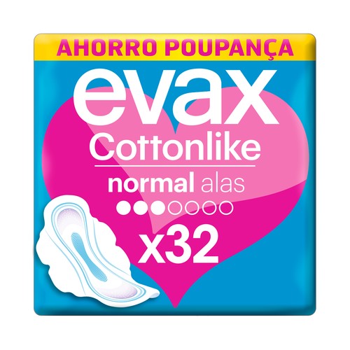 EVAX Compresas normal con alas EVAX Cottonlike 32 uds.