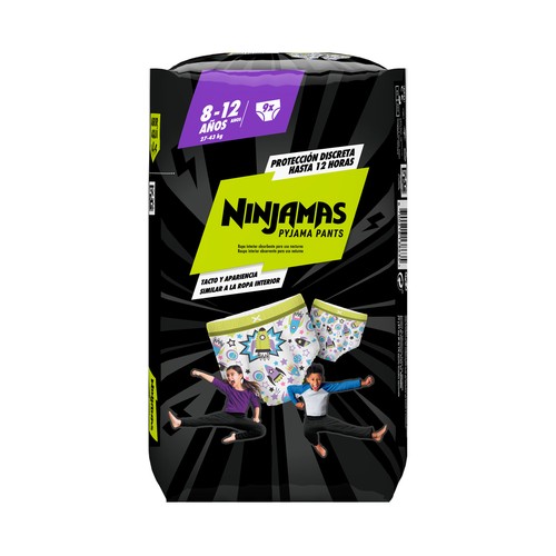 DODOT Ninjamas Pañal branguita unisex para pijama para niños de 8-12 años o de 27 a 43 kg 9 uds.