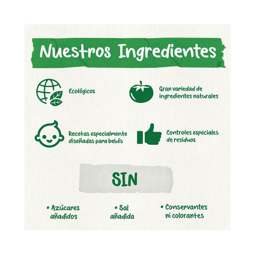 GERBER Organic Tarrito de hortalizas con tenera, a partir de 6 meses 190 g.