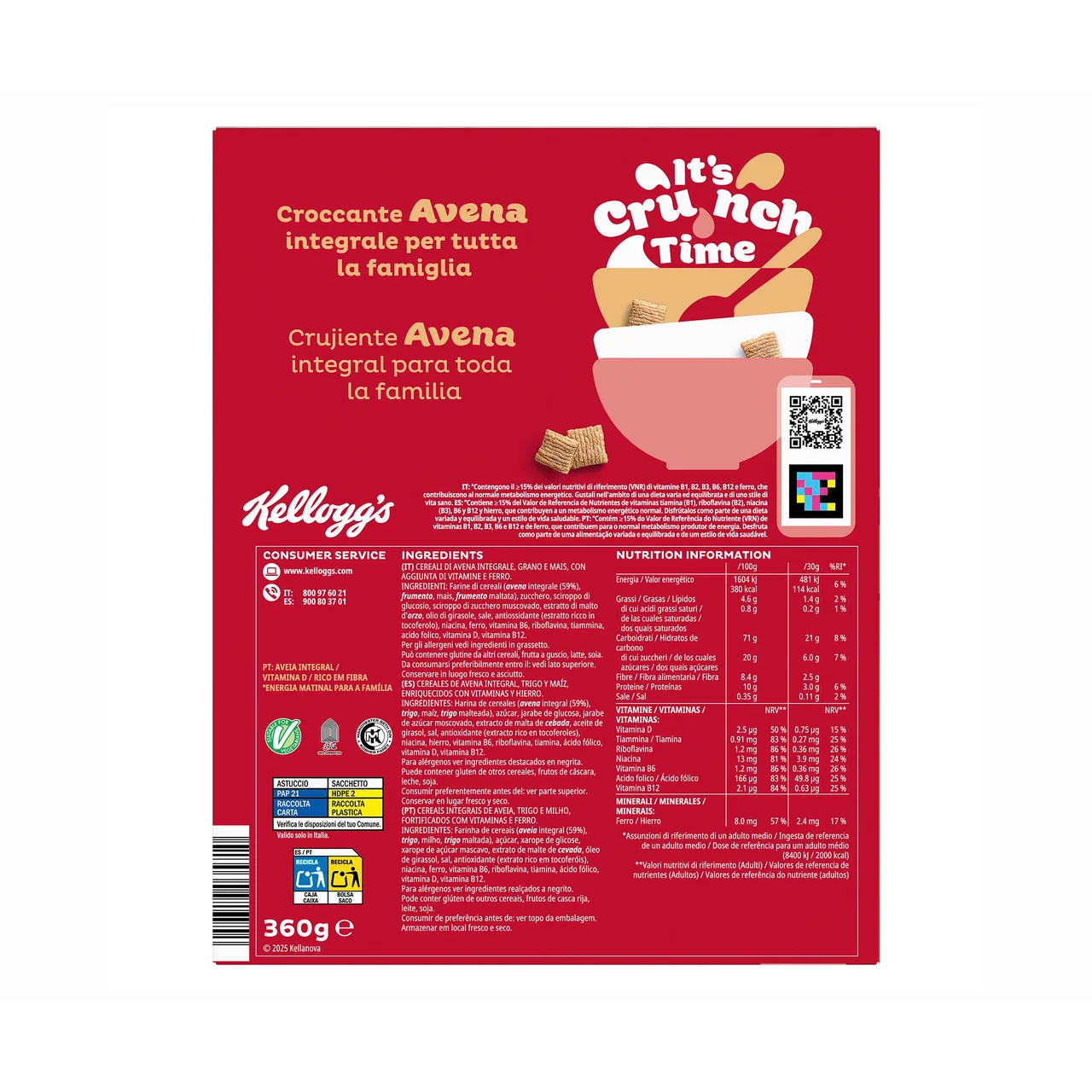 KELLOGG"S Cereales avena oaties original 360 gr.
