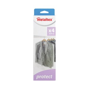 4 fundas protectoras para chaquetas y trajes, 65x95cm. METALTEX.