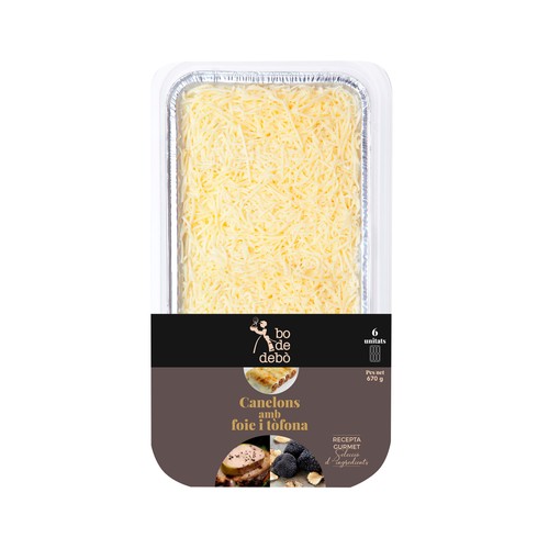 BO DE DEBÓ Canelones con bechamel rellenos de foie y trufa, listos para calentar y comer 670 g.