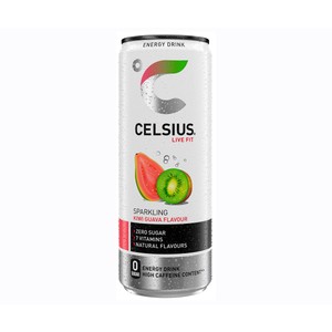 CELSIUS Bebida energética con sabor a kiwi y guayaba lata 35,5 cl.