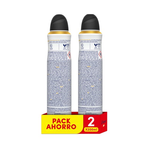 DOVE Desodorante en spray para mujer con protección antitranspirante hasta 48 horas DOVE Advanced care invisible dry 2 x 200 ml.