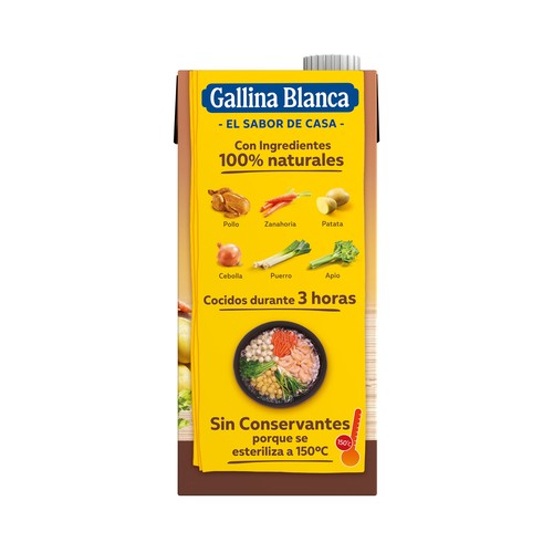 GALLINA BLANCA Caldo de pollo bajo en sal brik de 1 l.