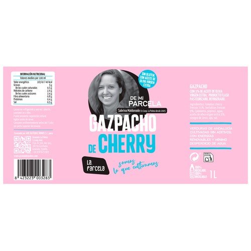 LA PARCELA Gazpacho de cherry, sin gluten y con aceite de oliva virgen extra LA PARCELA 1 l.