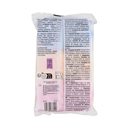COSMIA Esponjas de baño suave para todo tipo de pieles 3 uds.