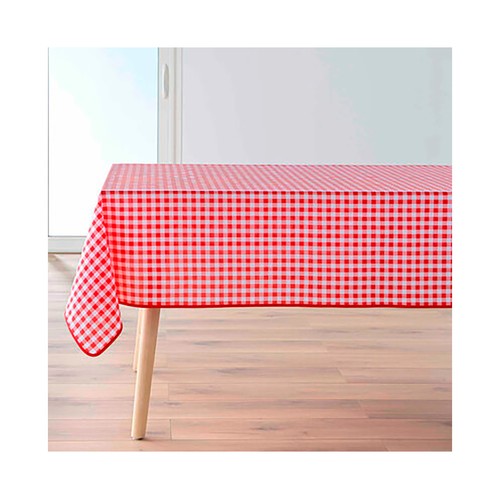 Mantel poliéster antimanchas Vichy, 150 x 200, color rojo, U10.