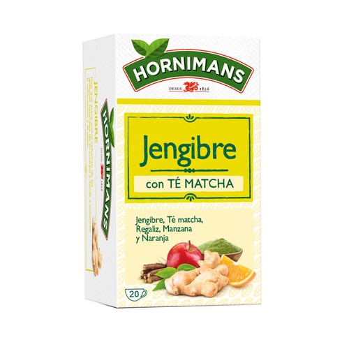 HORNIMANS Té verde Matcha con jengibre, regaliz, manzana y naranja 20 uds. 30 g.