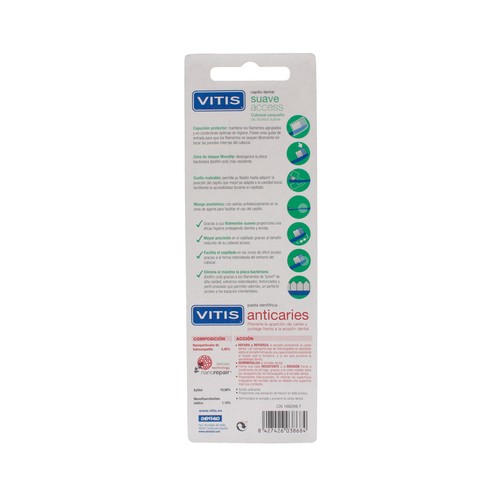 VITIS Cepillo de dientes con cabezal pequeño y dureza suave VITIS 2 uds + obsequio dentífrico