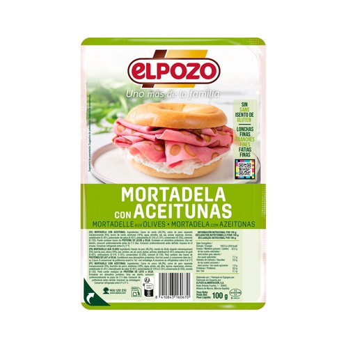 EL POZO Mortadela con aceitunas cortada en lonchas 100 g.