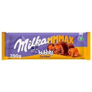 Imagen de MILKA Chocolate bubbly con leche y relleno líquido de caramelo 250 g.