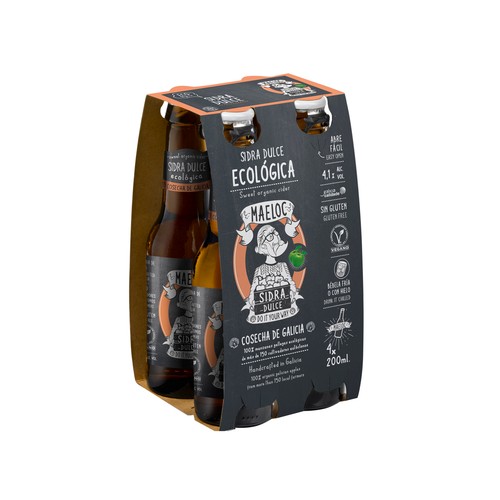 Sidra dulce ecológica MAELOC 4 uds x 20 cl