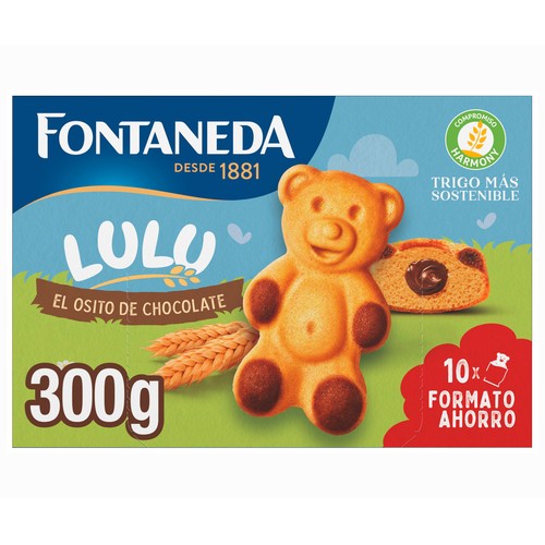 Bizcochitos rellenos de chocolate con forma de ositos FONTANEDA LULU 300 g.