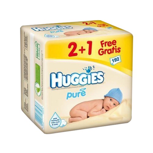 HUGGIES Toallitas húmedas para bebé HUGGIES Pure 3 x 64 uds.