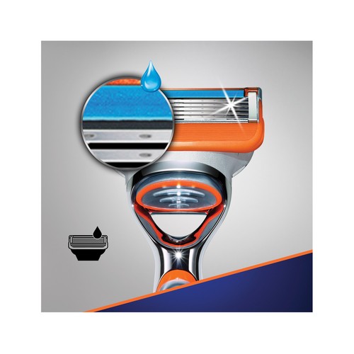 GILLETTE Cuchilla de afeitar recargable con cabezal vibrador de cinco hojas GILLETTE Fusion 5 power.