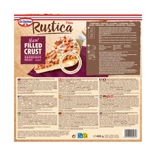 DR. OETKER Pizza rústica barbacoa con borde relleno 495 g.