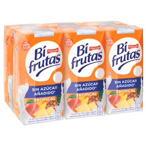 Leche con zumo de frutas tropicales sin azúcares añadidos y con vitaminas A, C y E 6 x 200 ml.