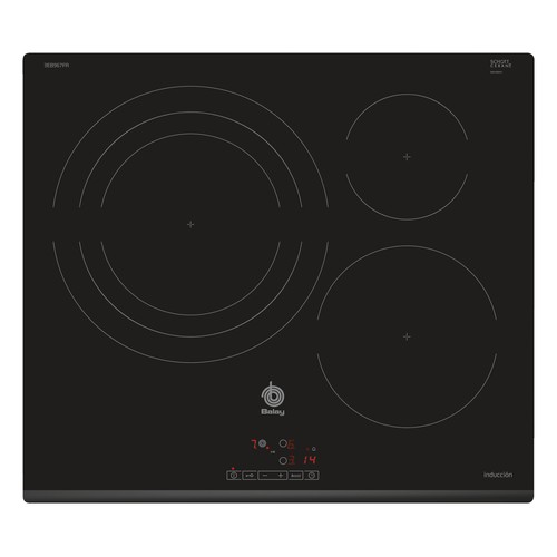 Placa inducción BALAY 3EB967FR 3 zonas de cocción, potencia: 7400w, zona gigante de 32cm, programable, control táctil, ancho: 59,2cm.