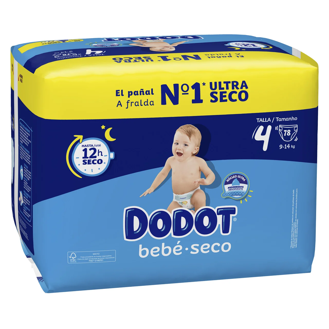 DODOT Bebé-seco Pañales talla 4 (9-14 kg) 78 uds.
