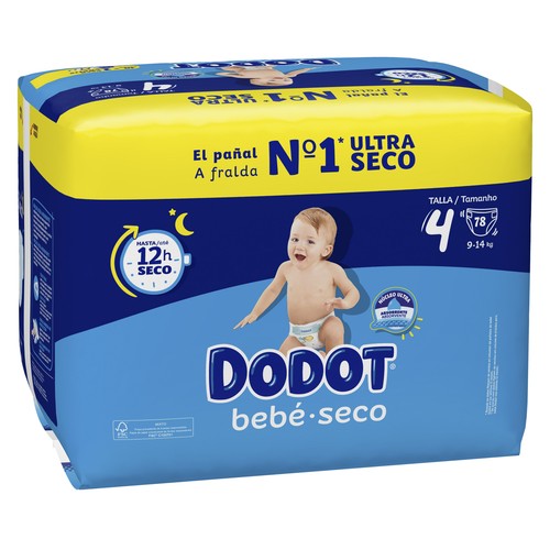 DODOT Bebé-seco Pañales talla 4 (9-14 kg) 78 uds.