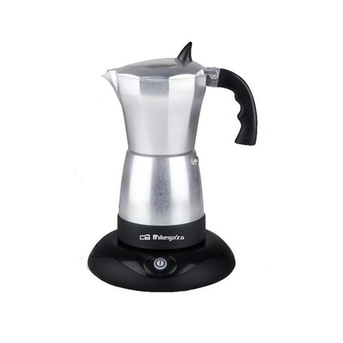 Cafetera tradicional moka eléctrica ORBEGOZO KFE 660, capacidad de 3 a 6 tazas, tapa con ventana, apagado automático, potencia 480W.
