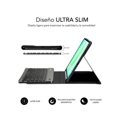 Funda con teclado Bluetooth SUBBLIM SUBKT3-BTS070 para samsung tab A11+ de 11