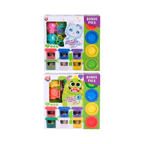 Set de Juego Monstruos con moldes y pasta de modelar con Botes Extras 13 piezas +3 Años ONE, TWO FUN