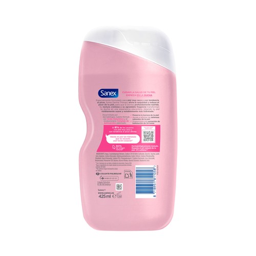SANEX Derma Therapy Gel para baño o ducha con ácido Hialurónico, para pieles secas 425ml.