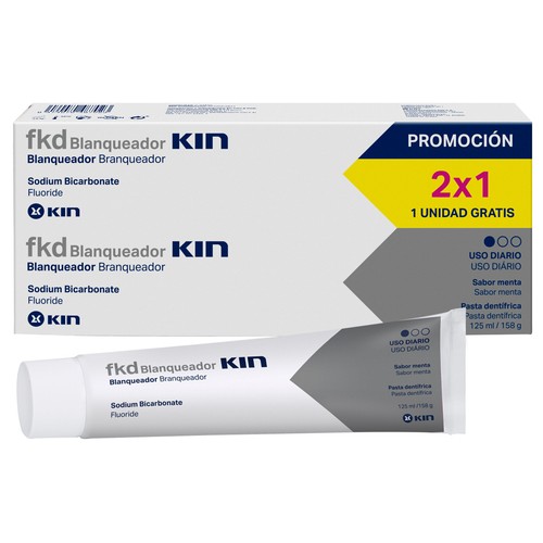 KIN Pasta de dientes blanqueadora de uso diario y sabor a menta KIN Fkd 2 x 125 ml.