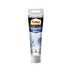 Imagen de Silicona especial cocinas y baños, blanco, PATTEX Baño Sano, 50ml.