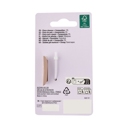 COSMIA Pinza grande de pelo, color beige mate.