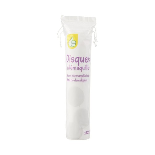 PRODUCTO ECONÓMICO ALCAMPO Discos desmaquilladores de algodón 100% 120 uds.