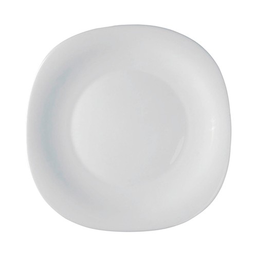 Plato llano cuadrada de vidrio opal color blanco, 27cm., Para BORMIOLI.