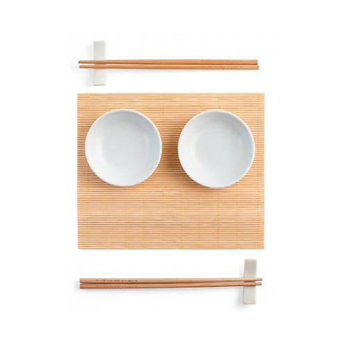 Juego de 9 piezas para Shushi de porcelana y bambú con esterilla para Makis, 21x25cm, PENGO