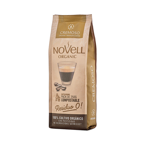 Alcampo Novell Organic Café en grano compostable cremoso de cultivo ecológico 250 g