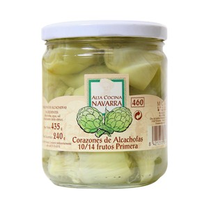 Corazones de alcachofas 10/14 piezas frasco de 240 g.