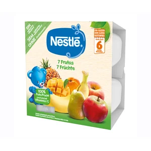 NESTLÉ Tarrinas de plátano, mango, pera, piña, albaricoque, melocotón y manzana, a partir de 6 meses 4 x 100 g.