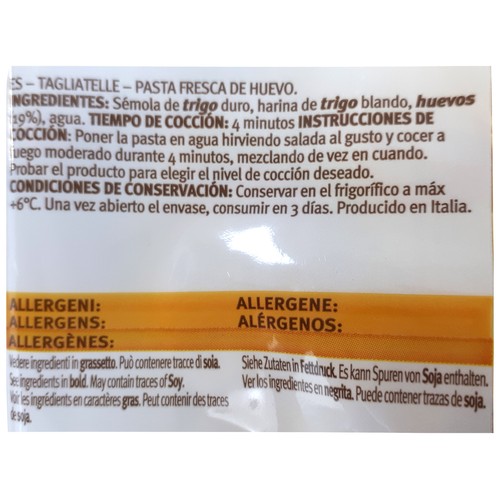 EMMA GIORDANI Tagliatelle de pasta fresca al huevo EMMA GIORDANI 250 g.