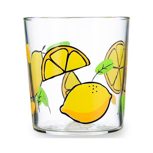 Vaso de vidrio bajo con diseño de limones 36cl., LUMINARC.