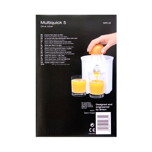 Exprimidor directo al vaso BRAUN CJ3050, 60W, 1 velocidad, antigoteo.