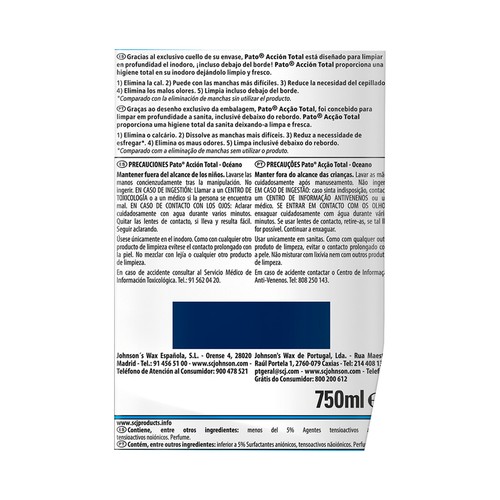 PATO Gel limpiador WC líquido antical aroma oceánico PATO 750 ml.