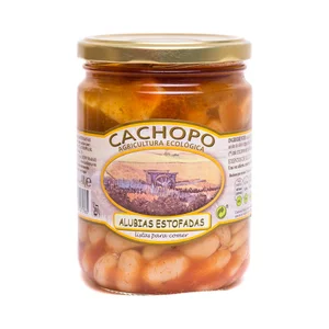 CACHOPO Alubias (judias blancas) estofadas procedentes de agricultura ecológica bote 400 g.