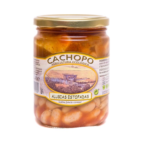 CACHOPO Alubias (judias blancas) estofadas procedentes de agricultura ecológica bote 400 g.