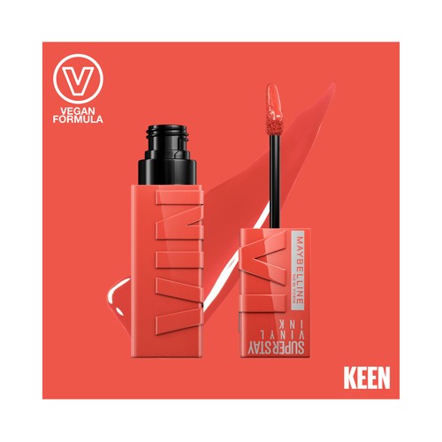 MAYBELLINE Superstay vinyl ink tono 125 Keen  Lápiz de labios en tinta líquida con acabado efecto vinilo.
