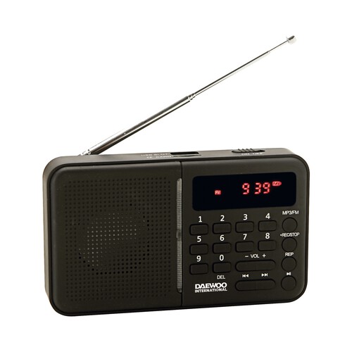 Radio portatil DAEWOO DRP-122BK digital, radio AM/FM, lector tarjetas MicroSD, USB.